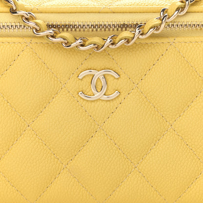 Chanel Caviar Quilted Small Tiny CC Vanity Case With Chain Yellow 8 of 11
