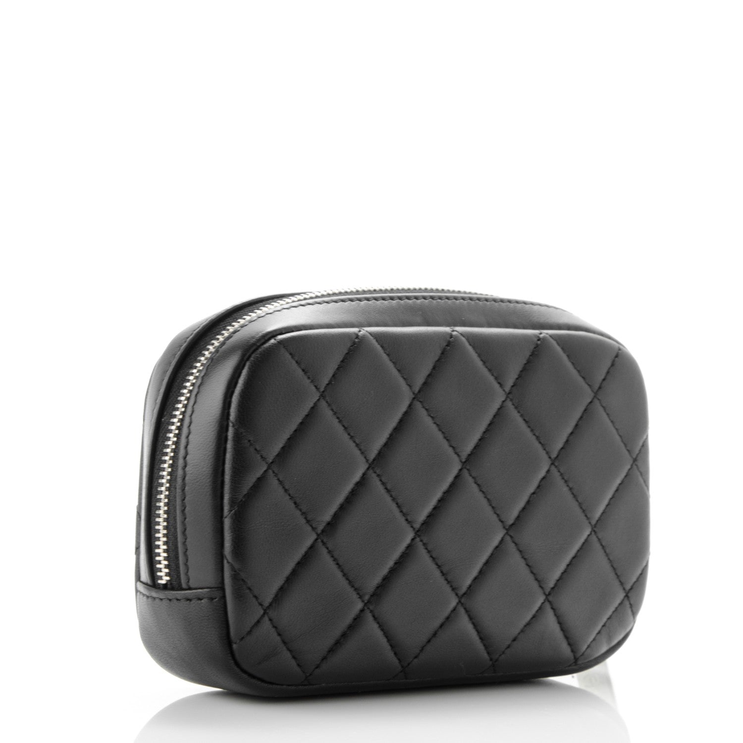 Chanel Lambskin Quilted Small Curvy Pouch Cosmetic Case Black 3 of 7