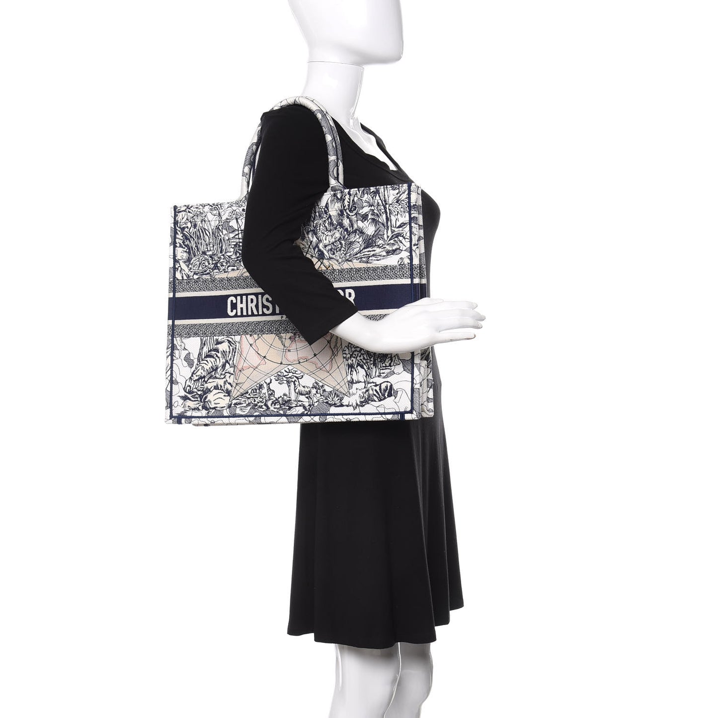 Canvas Embroidered Large Around The World Book Tote Blue