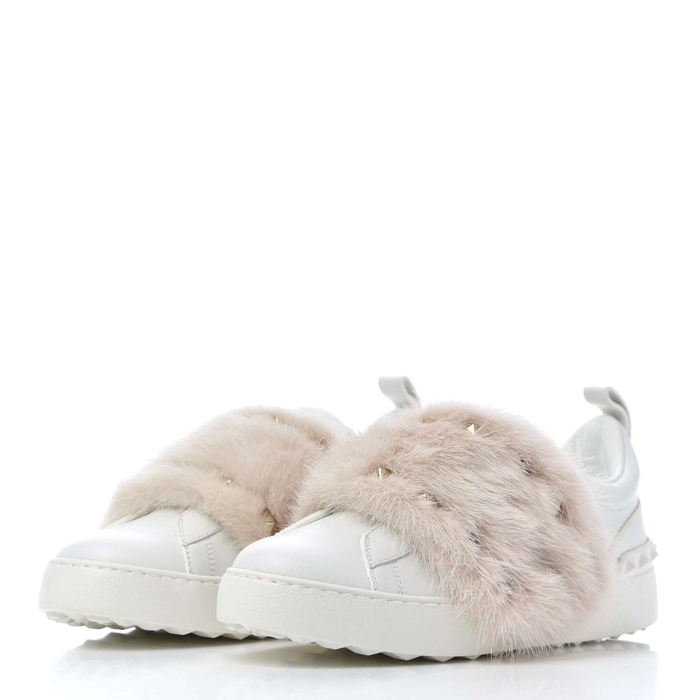 Calfskin Mink Fur Sneakers 36 White Rosa