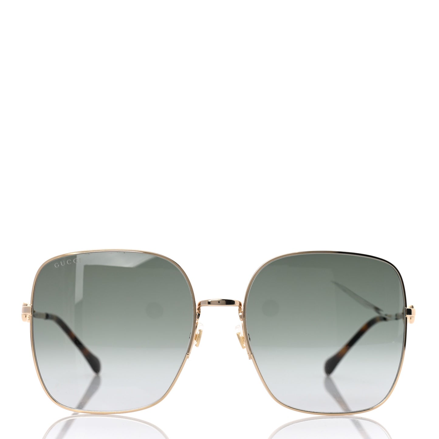 Metal Horsebit Square Frame Sunglasses GG0879S Gold