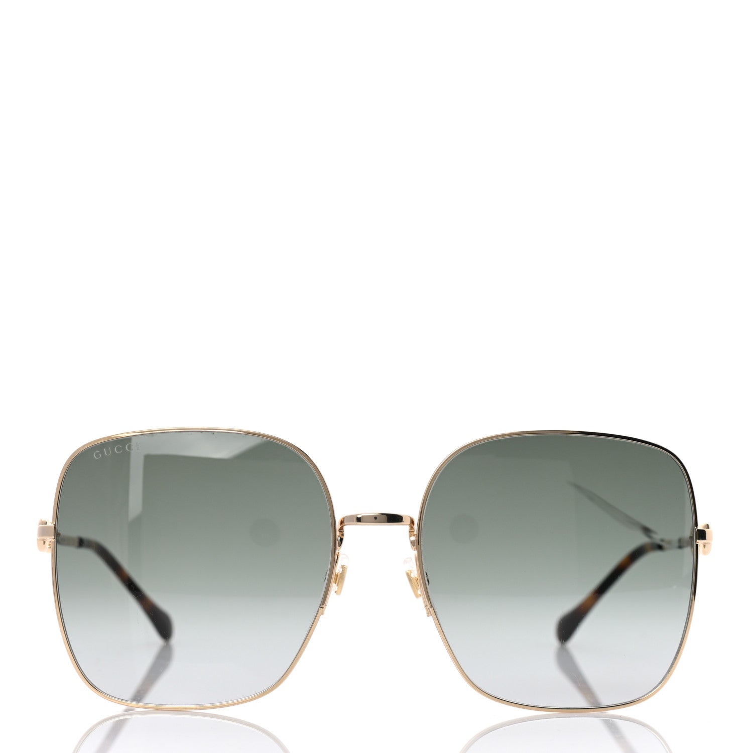 Gucci Metal Horsebit Square Frame Sunglasses GG0879S Gold 2 of 8