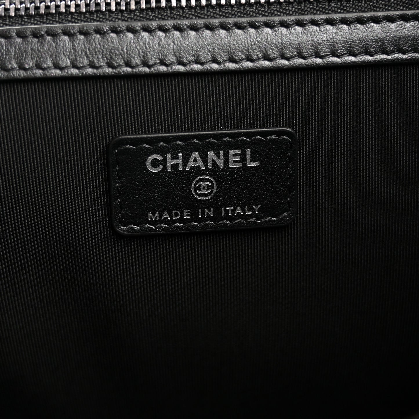 Aged Calfskin Quilted Large Tassel Cosmetic Case Black