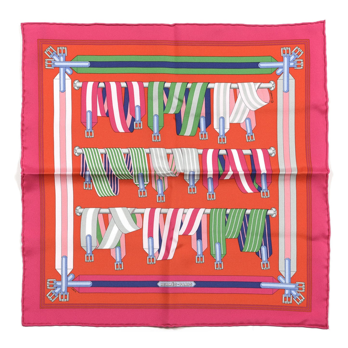 Silk Sangles Pocket Square Rose Vif Rouge Vert