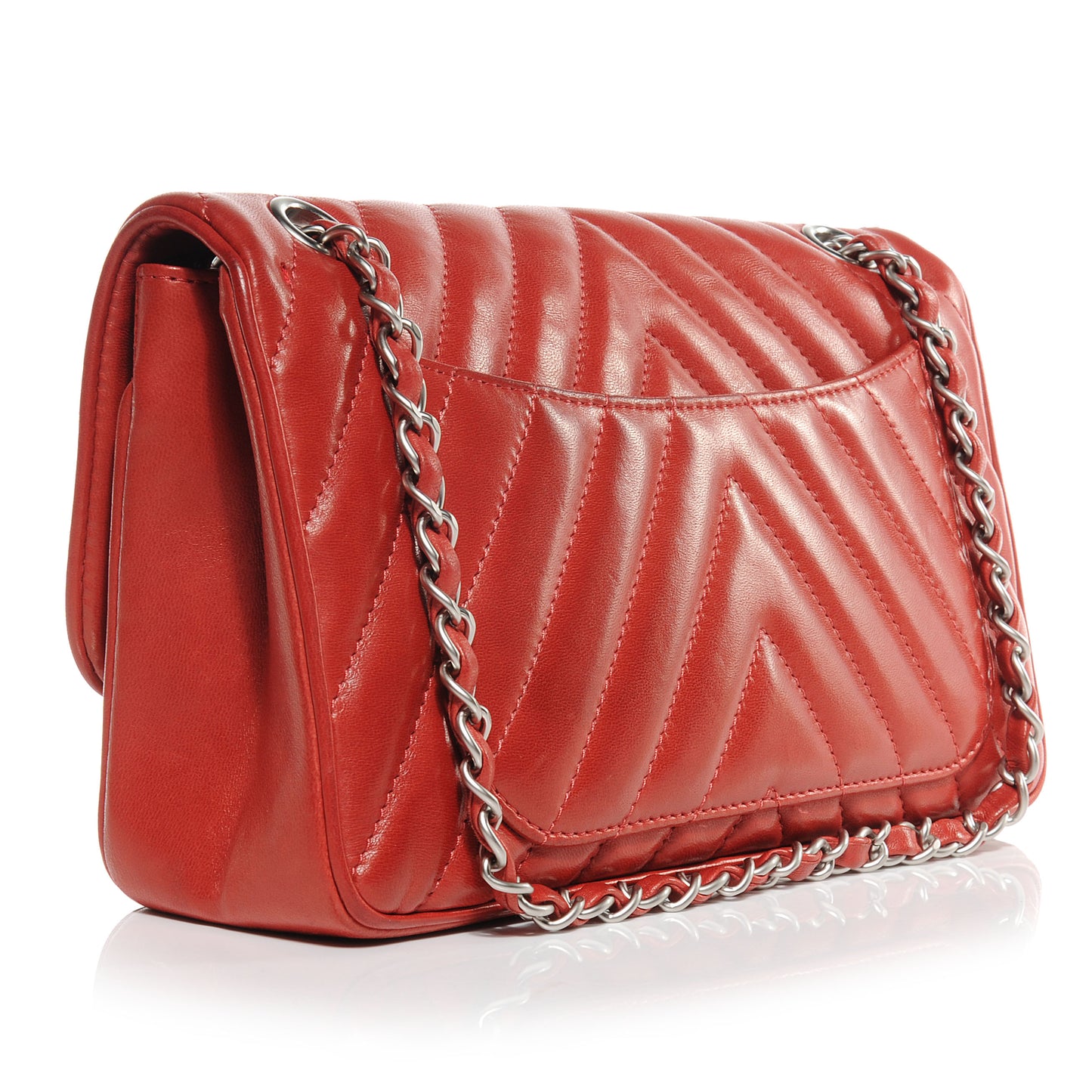 Lambskin Chevron Medium Leo Lion Flap Red