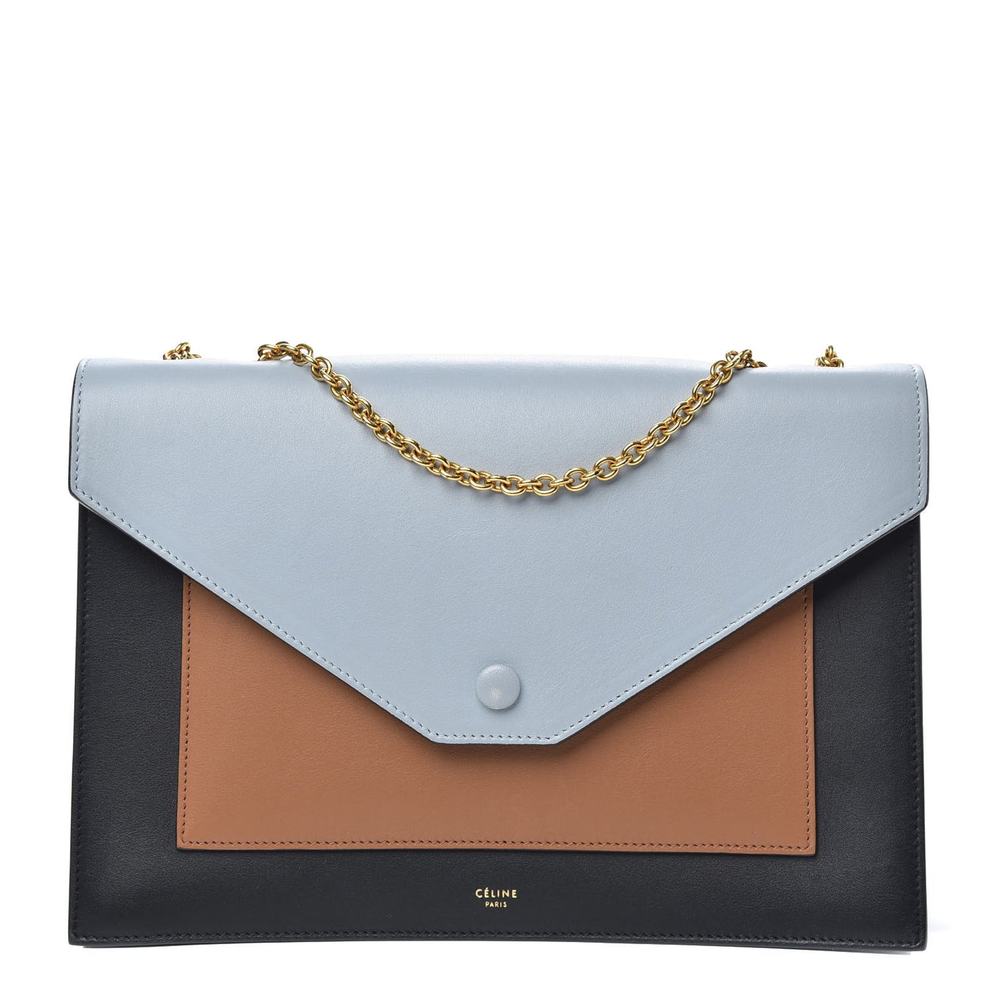 Smooth Calfskin Tri-Color Pocket Chain Flap Tan