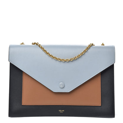 Celine Smooth Calfskin Tri-Color Pocket Chain Flap Tan 1 of 10