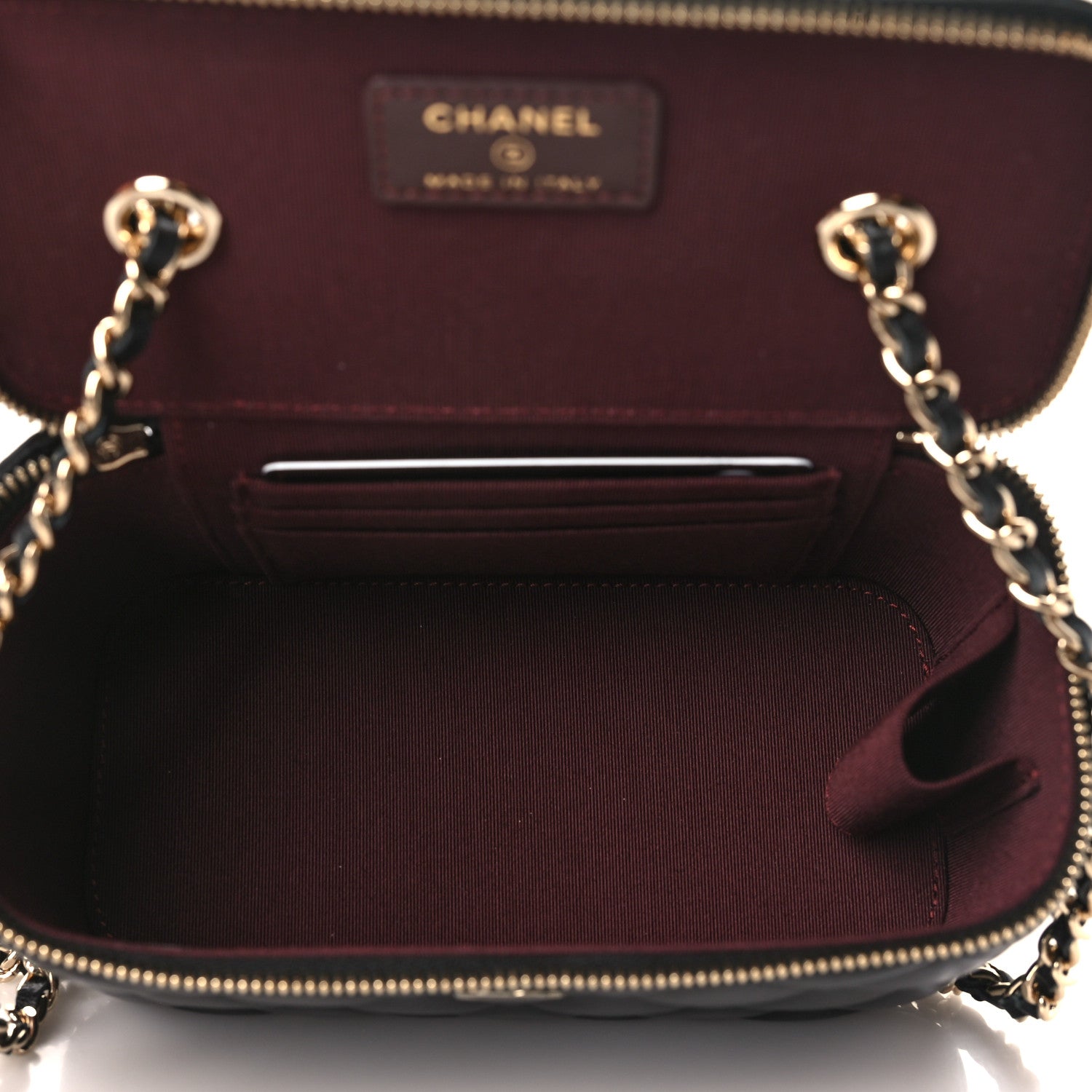 Chanel Lambskin Quilted Small Vanity Case With Chain Black 5 of 10