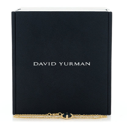 David Yurman 18K Yellow Gold Hampton Blue Topaz Diamond 8mm Chatelaine Chain Bracelet 5 of 5
