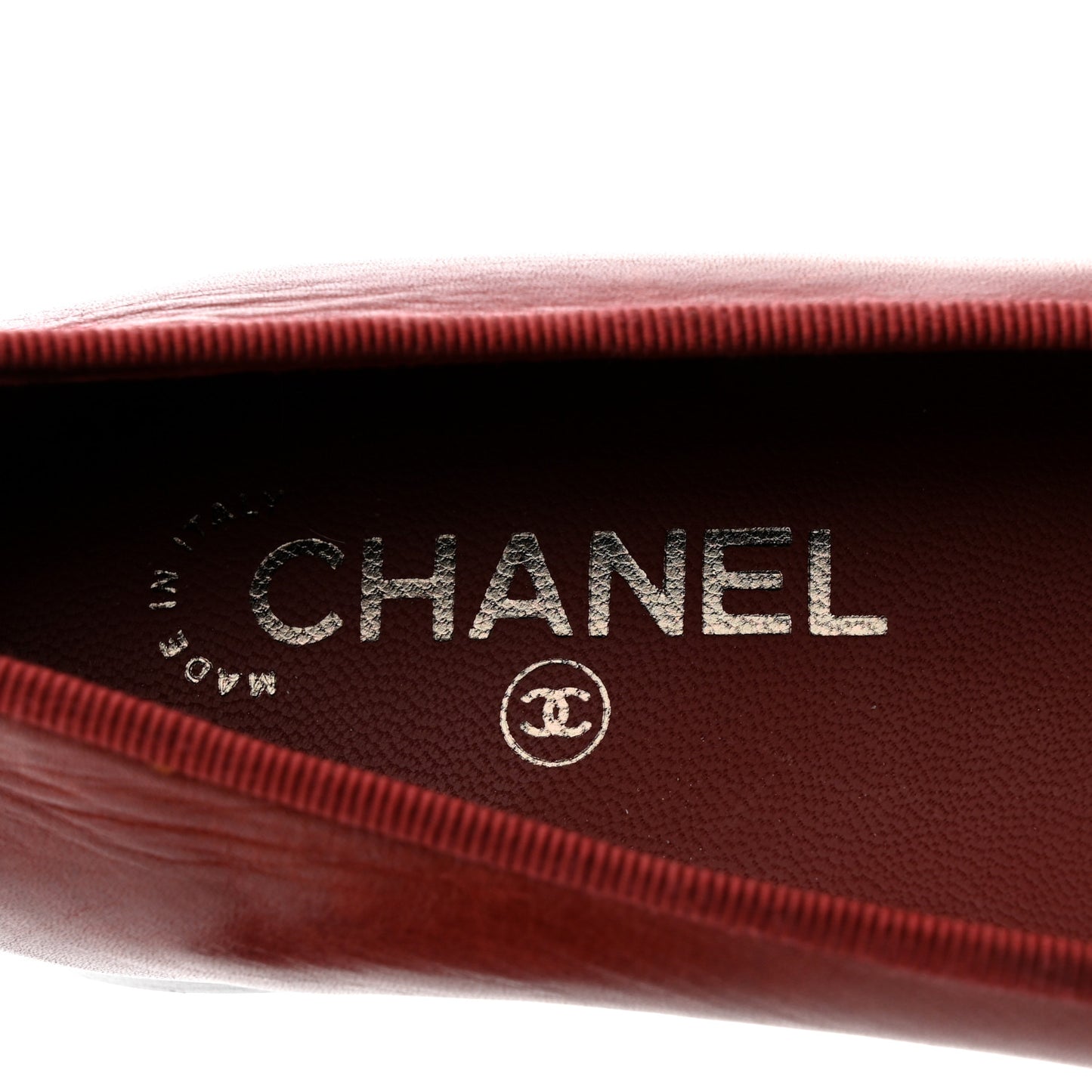 Lambskin Cap Toe Ballerina Flats 37 Red