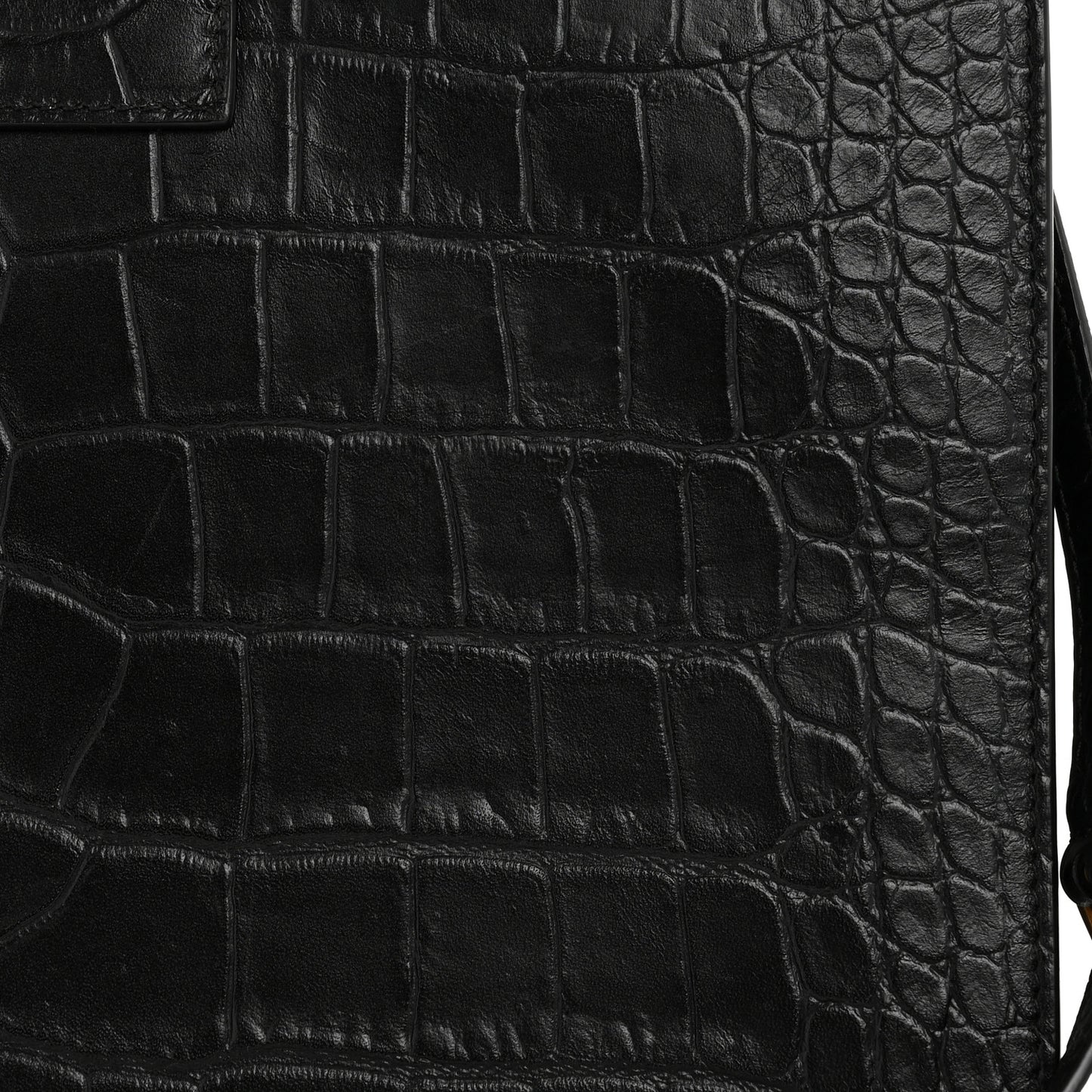 Calfskin Crocodile Embossed Medium Sharp Tote Black