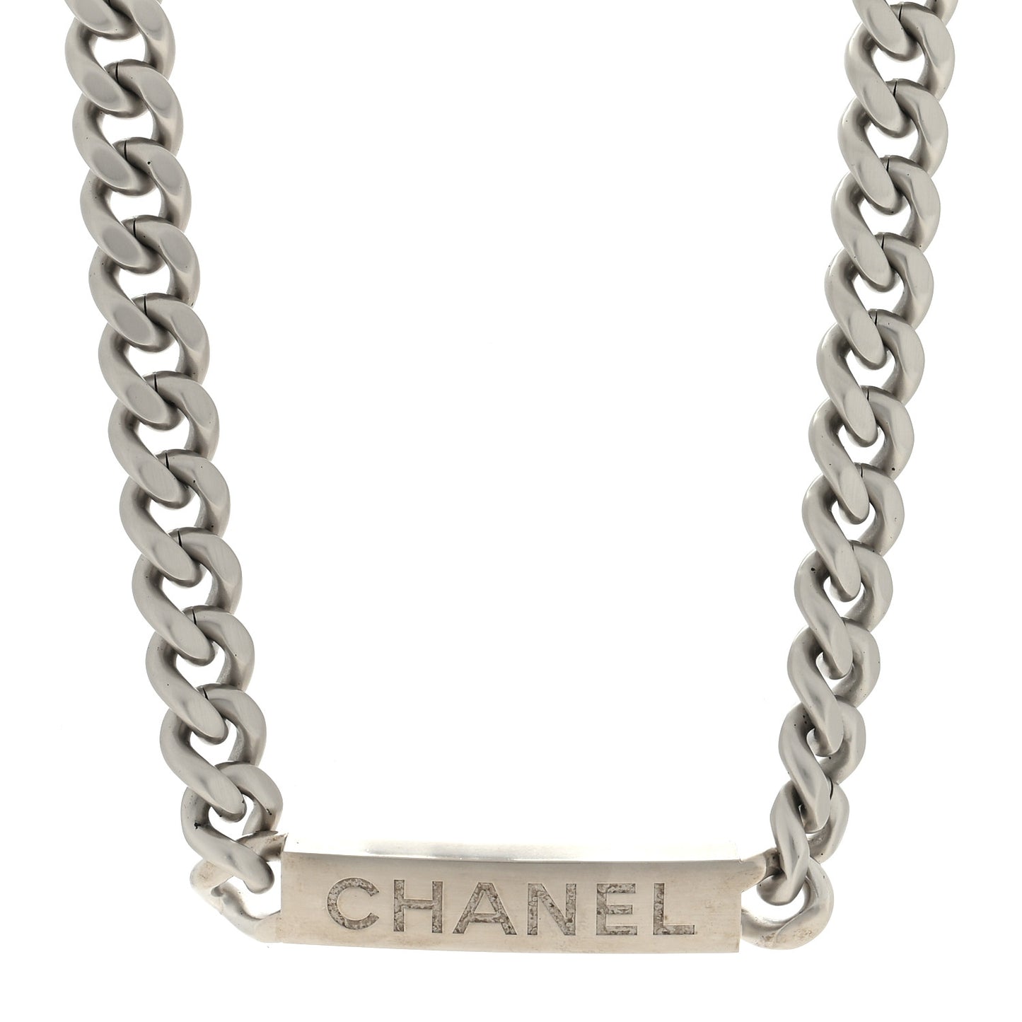 Oversized Chain Logo Short Necklace Silver