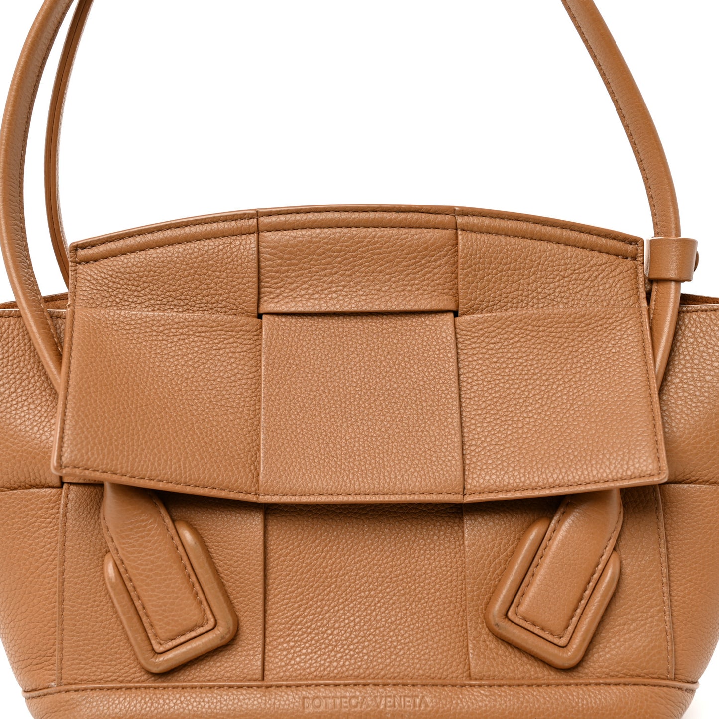 Grained Calfskin Maxi Intrecciato Small Arco Caramel