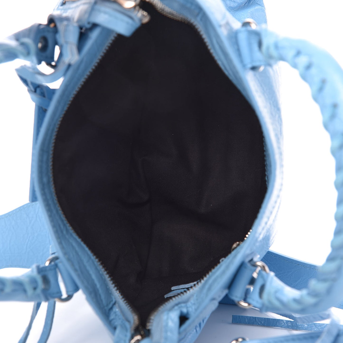 Agneau Classic Silver Hardware Mini City Logo Strap Baby Blue Black