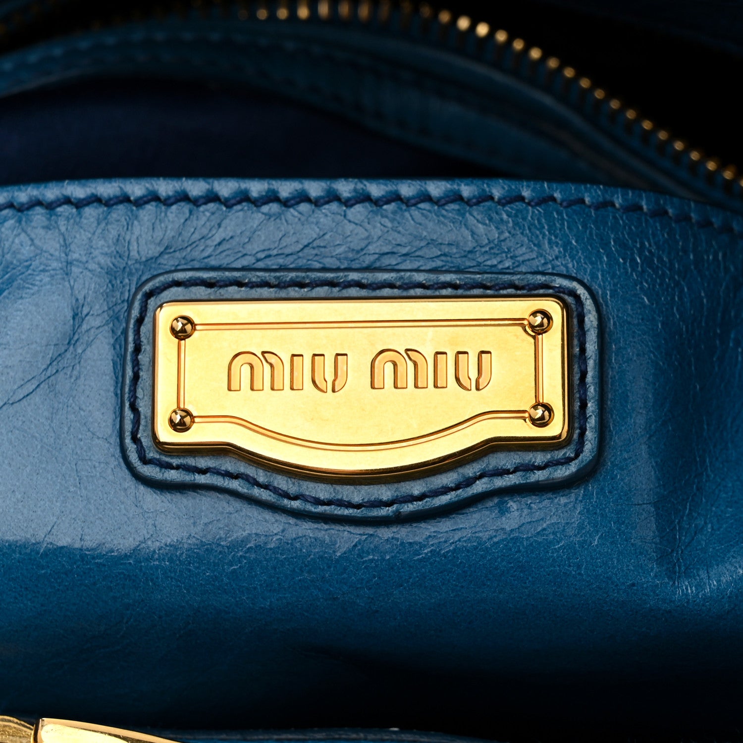 Miu Miu Vitello Shine Double Zip Tote Oceano 6 of 11