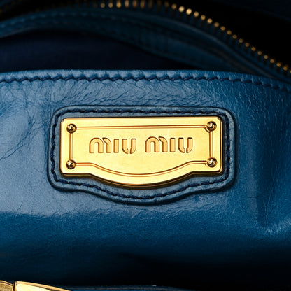 Miu Miu Vitello Shine Double Zip Tote Oceano 6 of 11