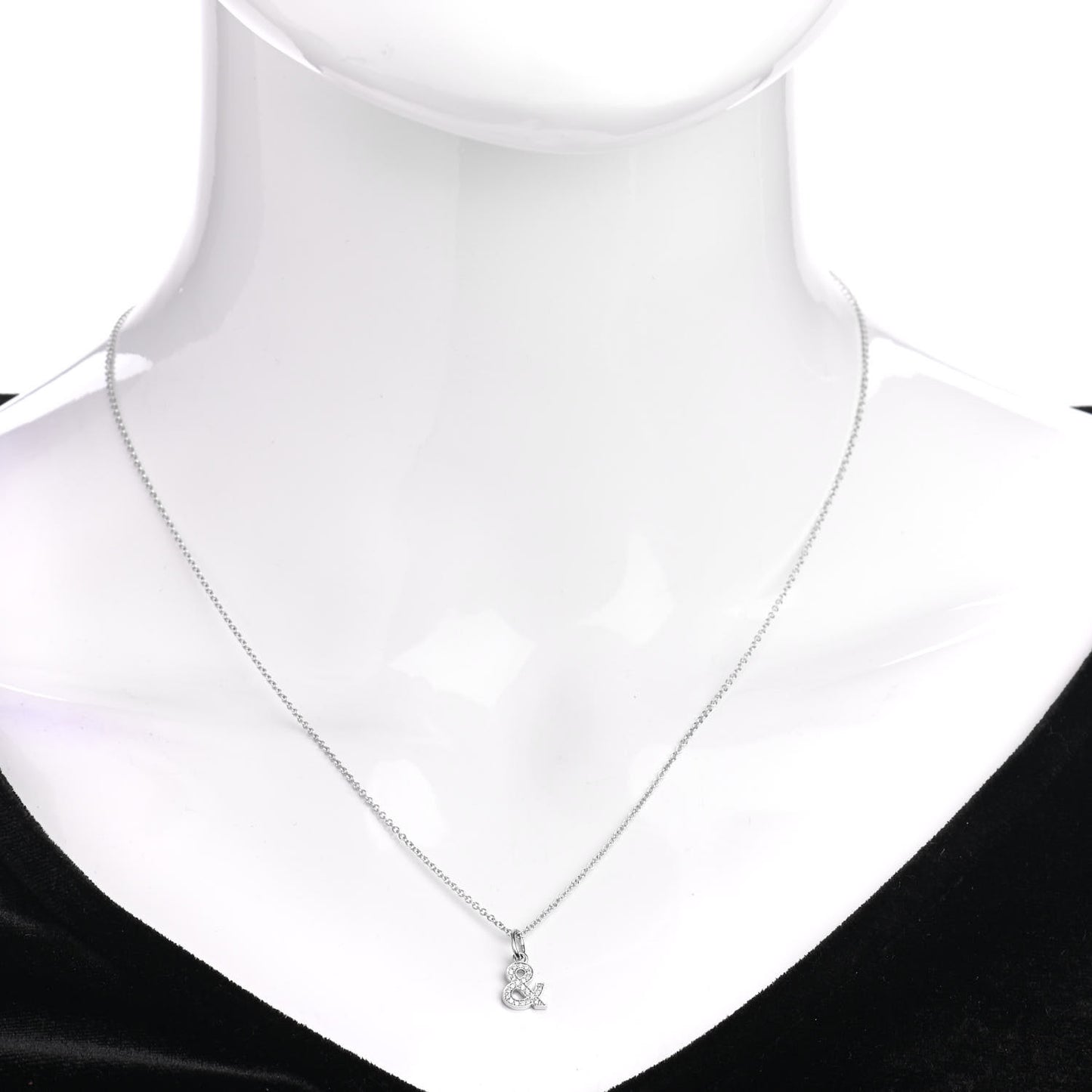 18K White Gold Diamond Small Ampersand Pendant Necklace