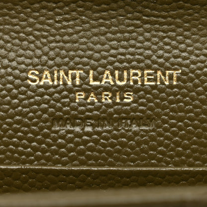 Saint Laurent Grain De Poudre Matelasse Chevron Small Monogram Envelope Wallet Vert Kaki 6 of 9