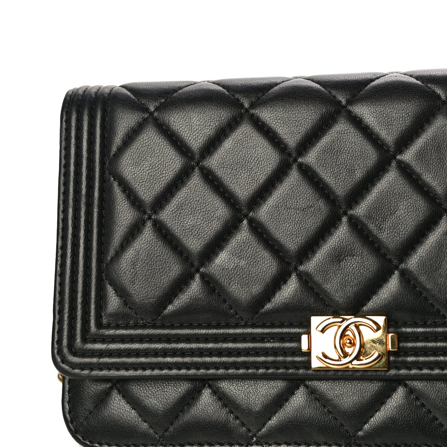 Chanel Lambskin Quilted Boy Wallet On Chain WOC Black 18 of 18