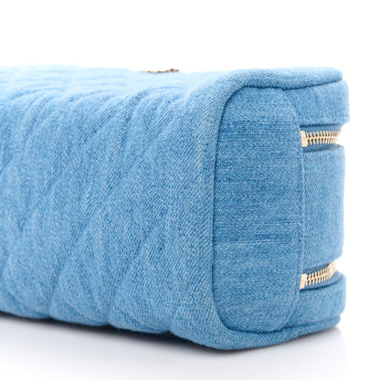 Chanel Denim Quilted Toiletry Case Blue 10 of 11