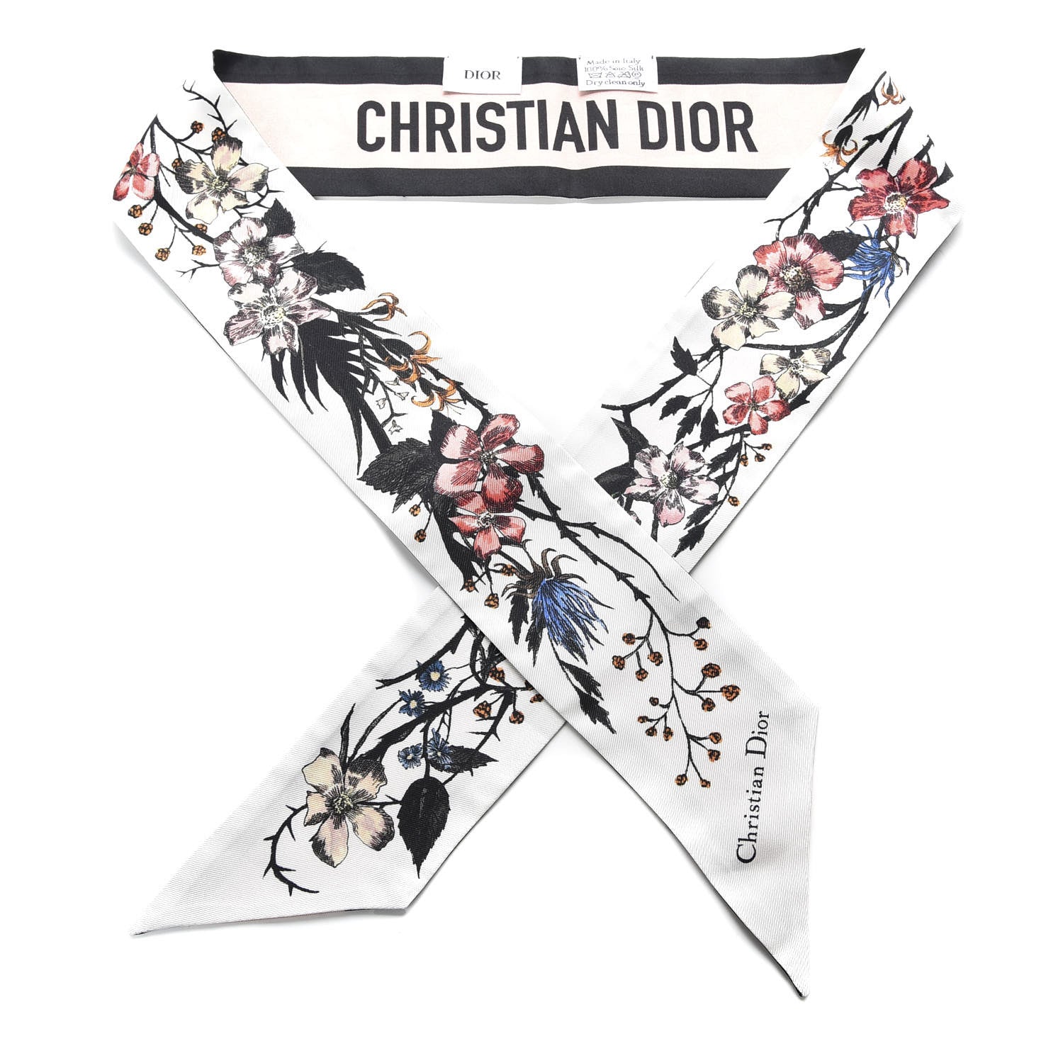 Christian Dior Silk Rosa Mutabilis Mitzah Scarf Beige 1 of 3
