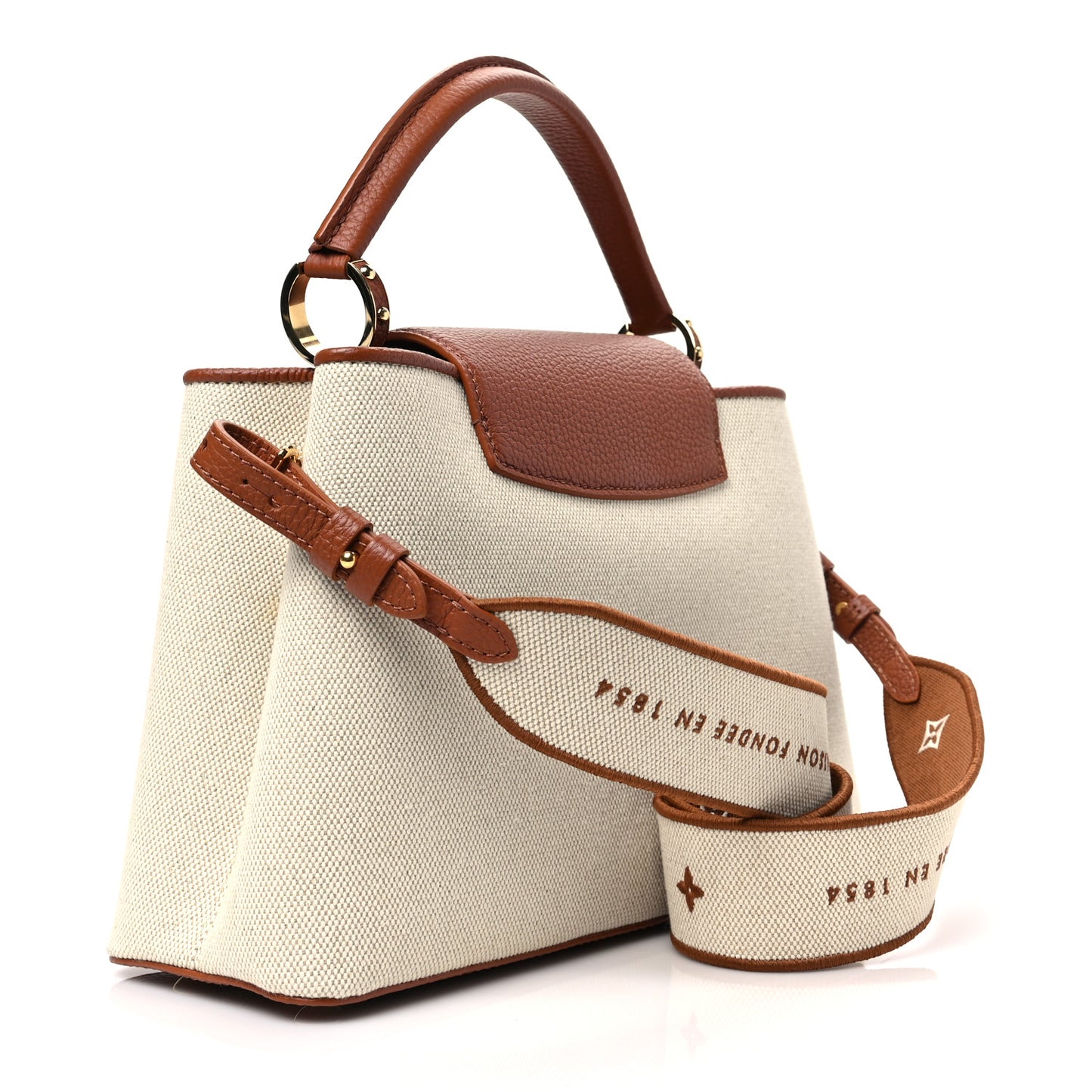 Canvas Taurillon Capucines MM Caramel