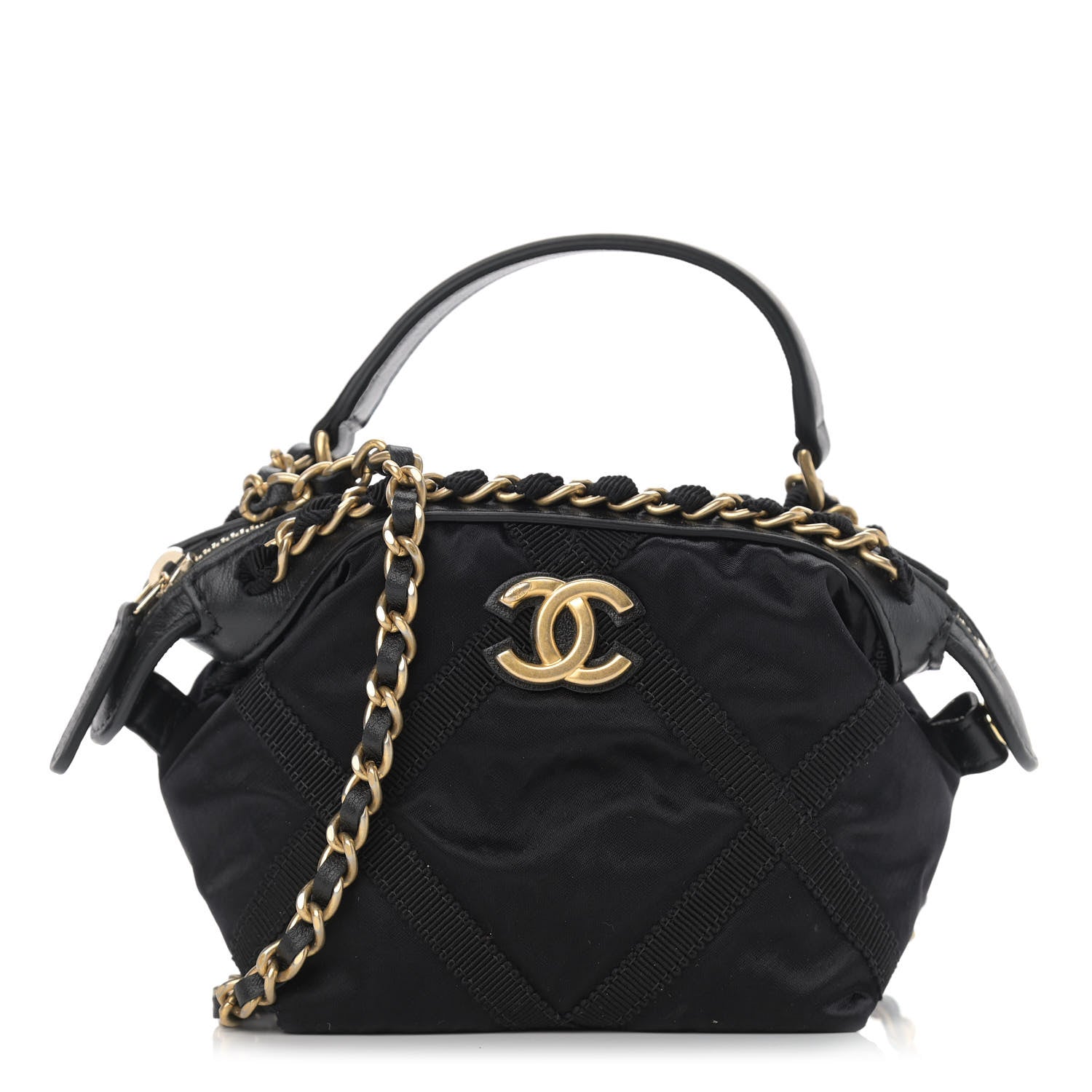 Chanel Nylon Grosgrain Quilted Lifestyle Clutch with Chain Black 1 of 9