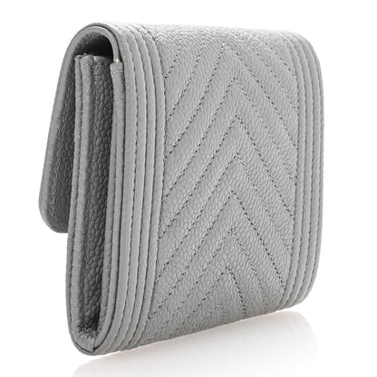 Chanel Caviar Chevron Quilted Boy Card Holder Wallet Grey 3 of 9