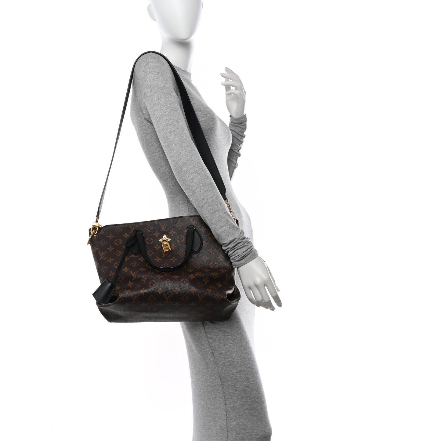 Monogram Flower Zipped Tote MM Black