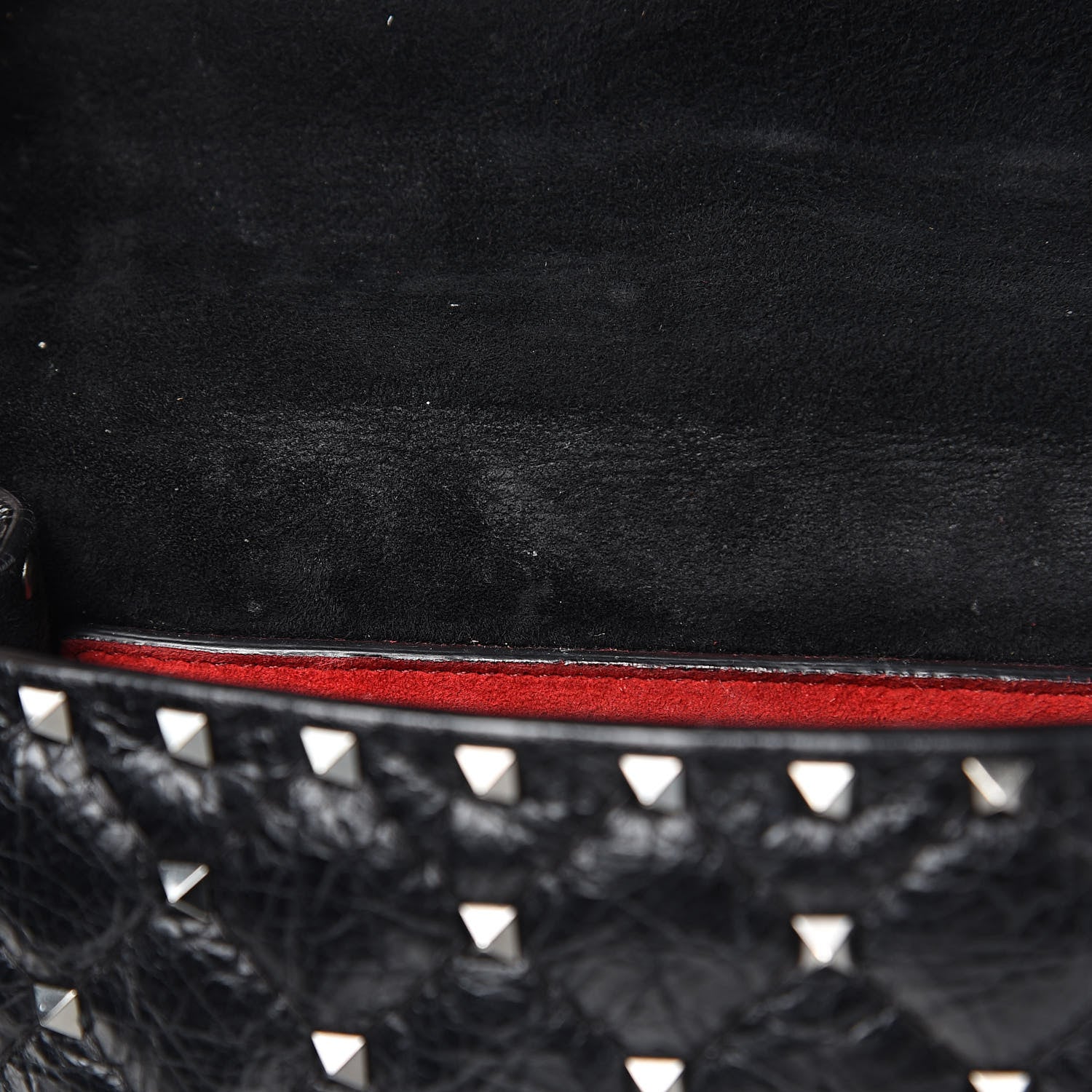 Valentino Garavani Craquele Nappa Medium Rockstud Spike Shoulder Bag Black 10 of 10