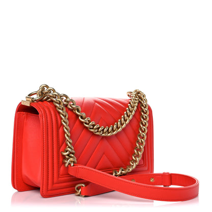 Chanel Calfskin Chevron Quilted Medium Boy Flap Red 3 of 11