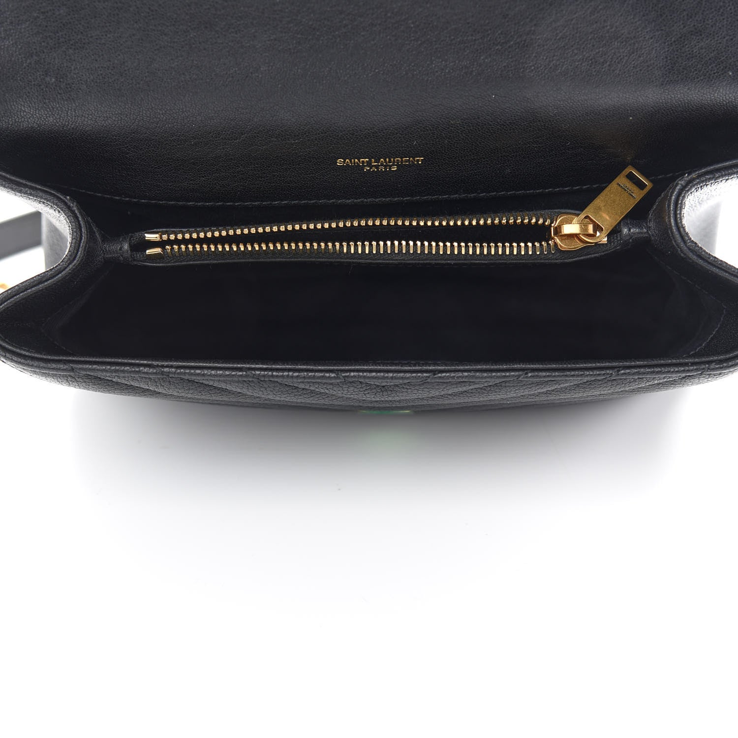 Saint Laurent Sheepskin Matelasse Chevron Monogram Medium College Bag Black 5 of 9