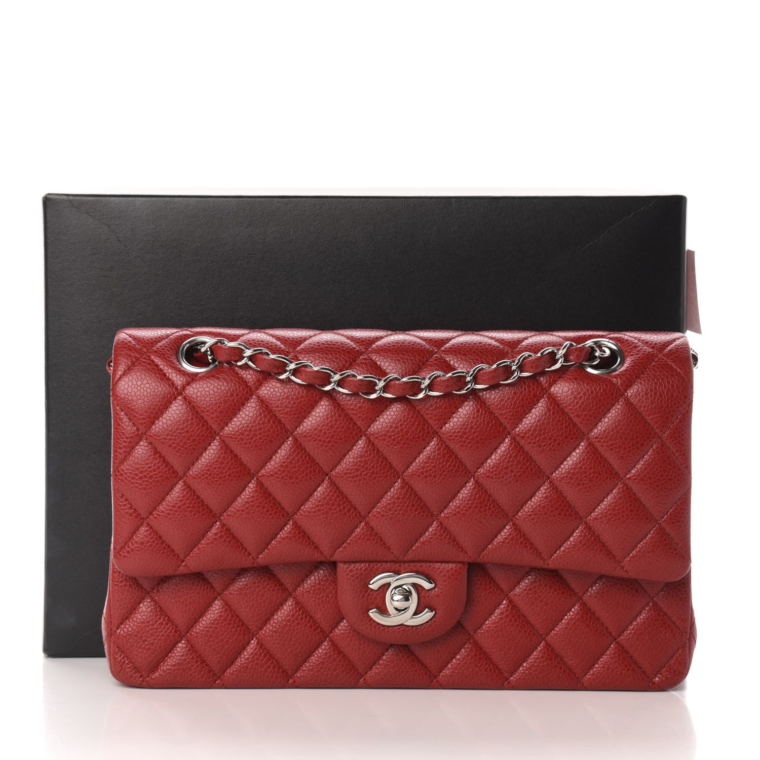Chanel Caviar Quilted Medium Double Flap Dark Red 12 of 12