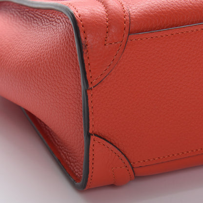 Celine Drummed Calfskin Nano Luggage Vermillion 13 of 14