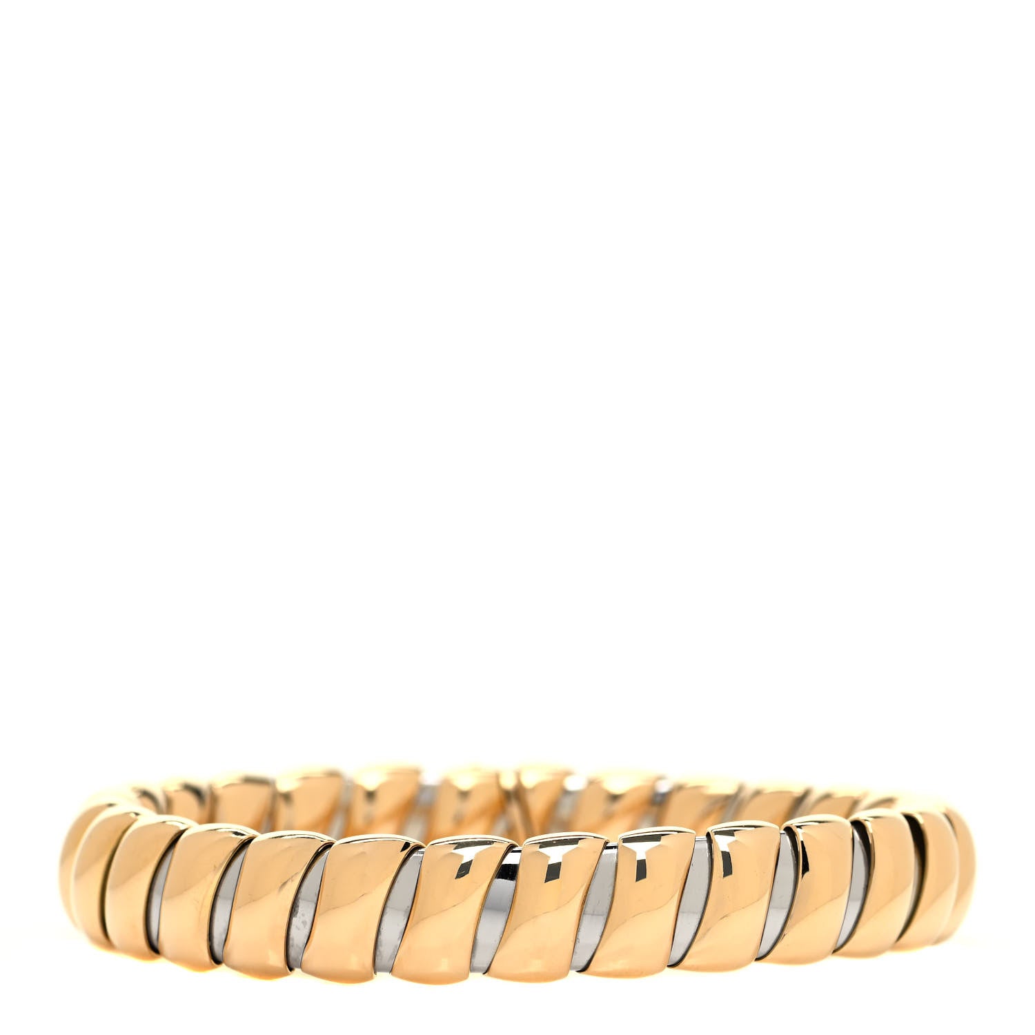 Bulgari Stainless Steel 18K Yellow Gold Tubogas Bracelet 1 of 5