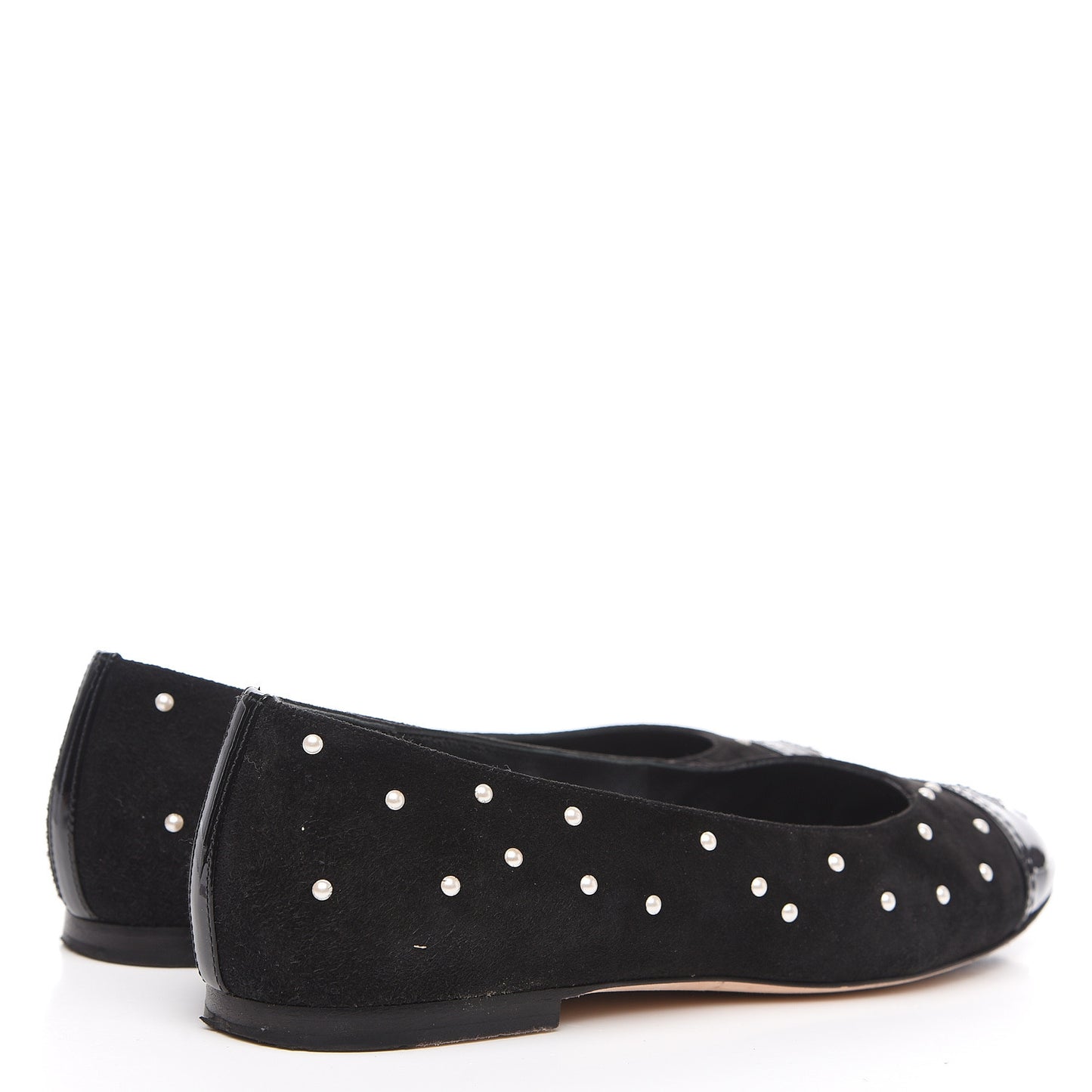 Suede Pearl Patent CC Cap Toe Ballerina Flats 36 Black