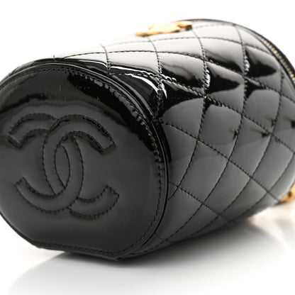 Chanel Patent Quilted Afternoon Tea Top Handle Mini Vanity Case With Chain Black 10 of 11