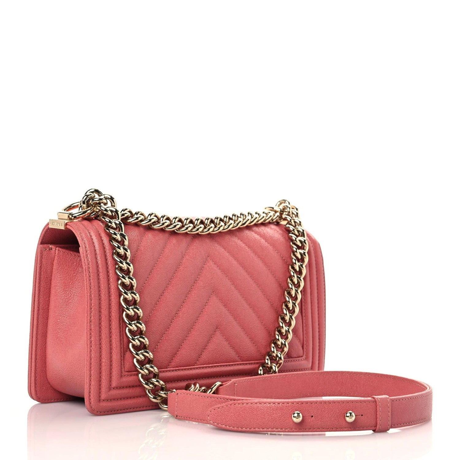 Chanel Caviar Chevron Quilted Medium Boy Flap Pink 3 of 14