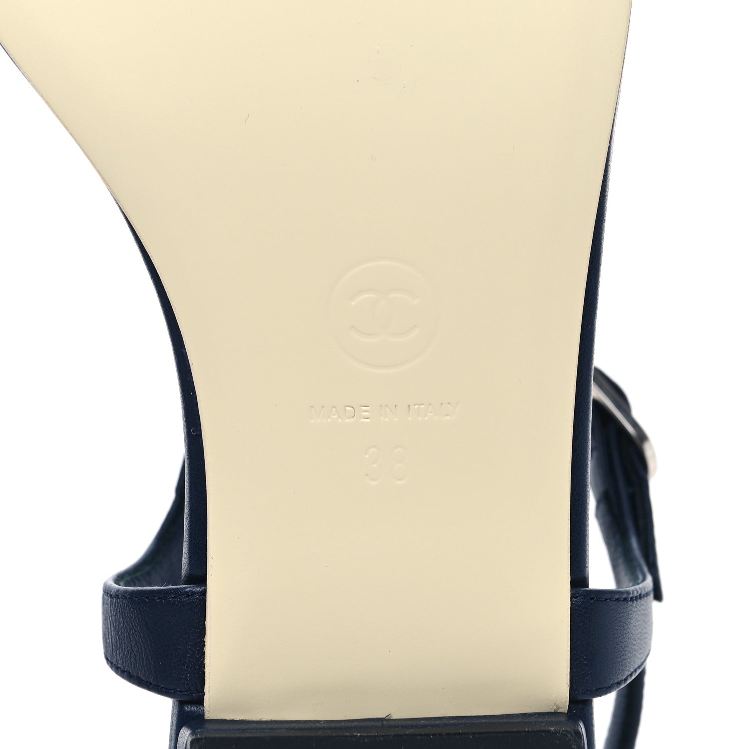 Chanel Lambskin CC Chain Thong Sandals 38 Navy 6 of 7