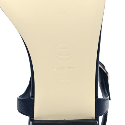 Chanel Lambskin CC Chain Thong Sandals 38 Navy 6 of 7
