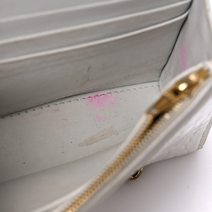 Balenciaga Shiny Calfskin Crocodile Embossed Hourglass Chain Bag White 14 of 23