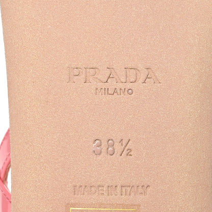 Prada Vernice Metal Triangle Logo Slingback Flat Thong Sandals 38.5 Petalo 7 of 7