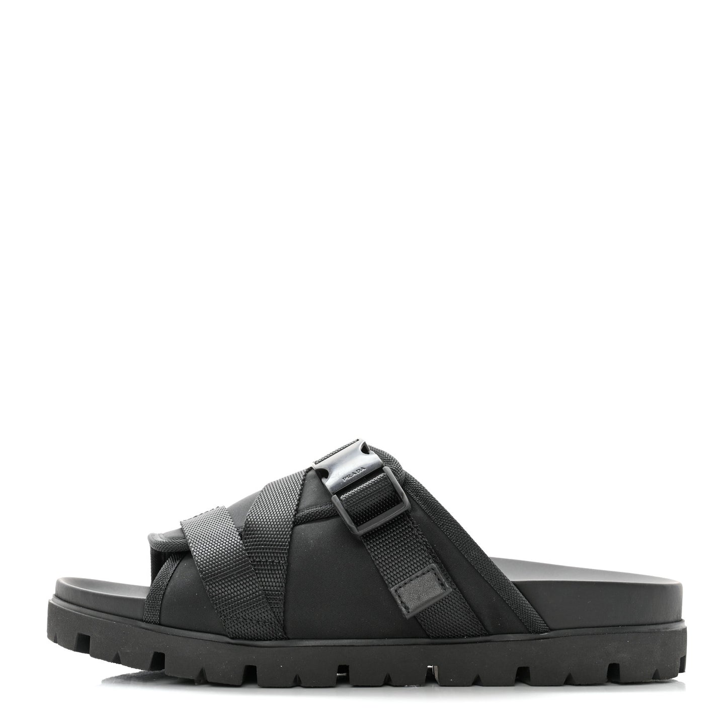 Nylon Logo Slide Sandals 8 Black