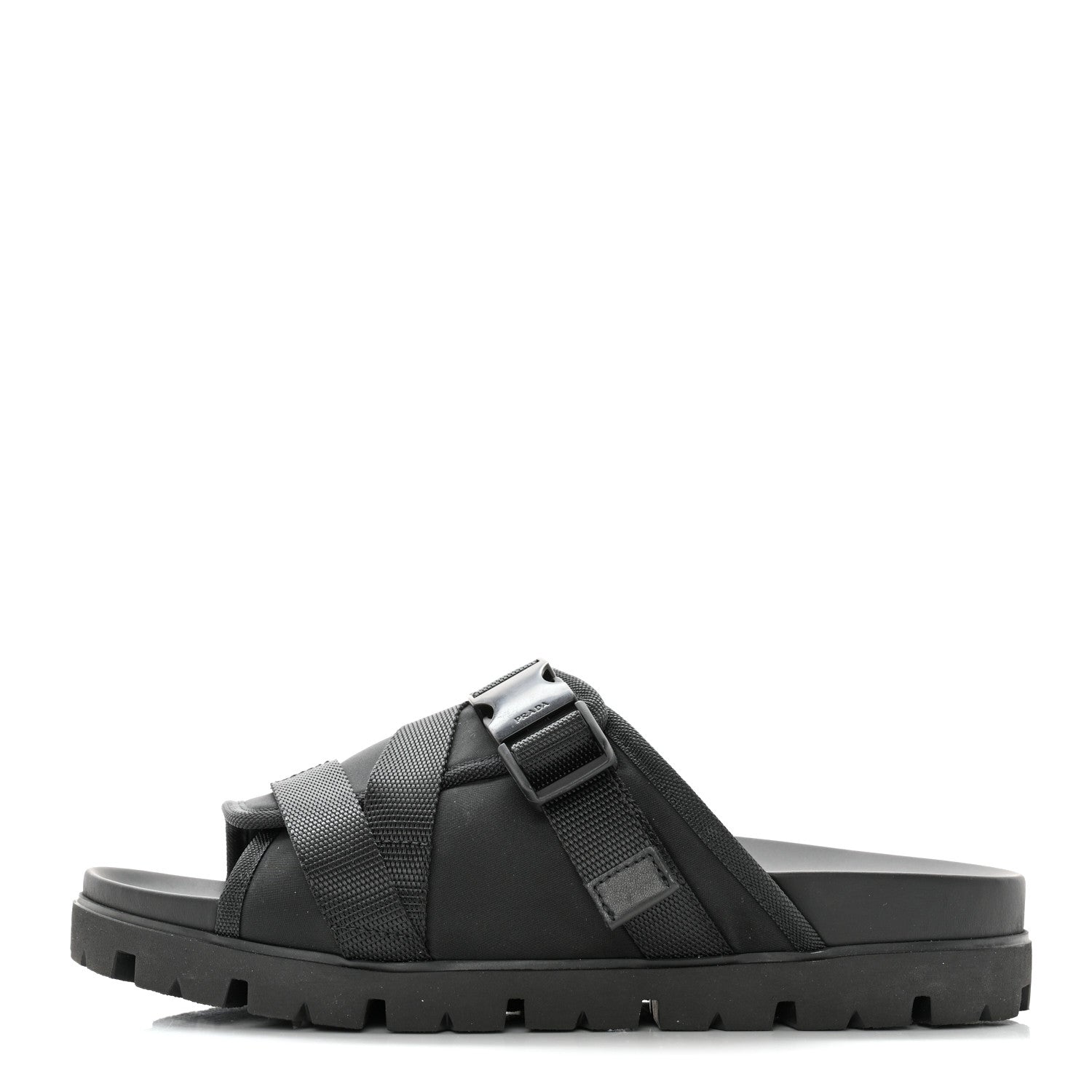 Prada Nylon Logo Slide Sandals 8 Black 1 of 10