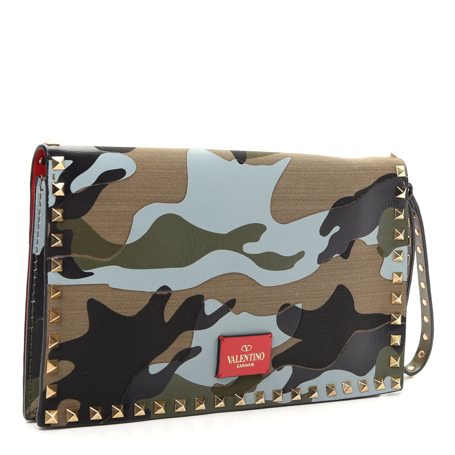 Valentino Garavani Nappa Canvas Camouflage Rockstud Wristlet Clutch Multicolor 2 of 6
