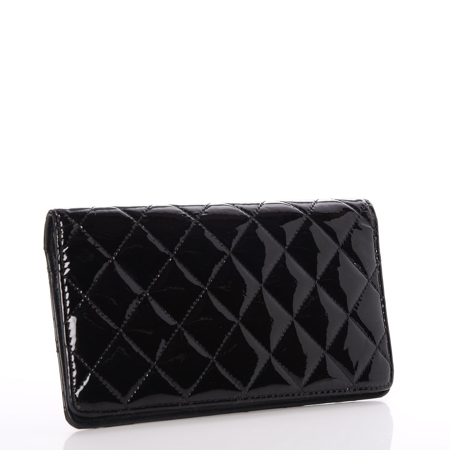 Patent Quilted Brilliant Yen Wallet Black