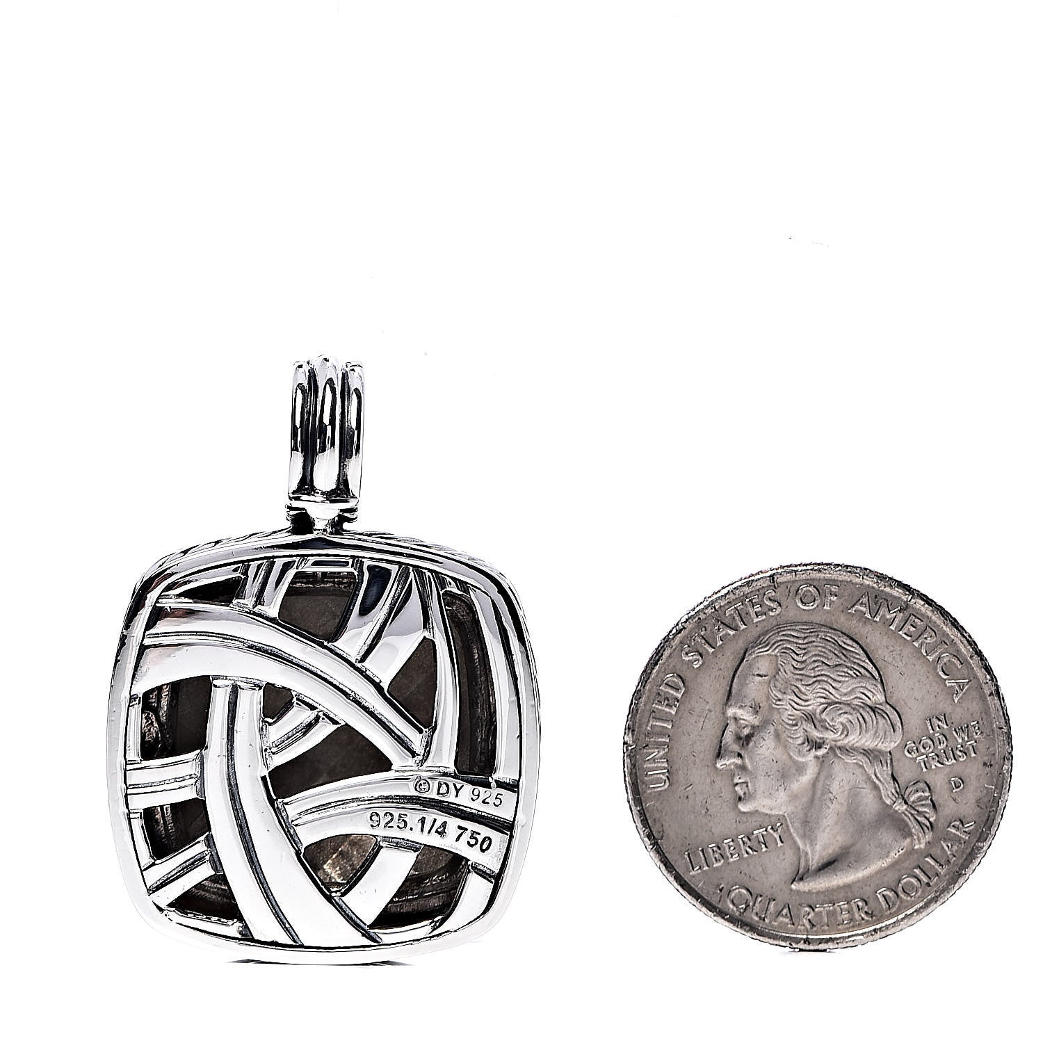 David Yurman Sterling Silver 18K Yellow Gold 20mm Albion Dome Enhancer Pendant 2 of 3