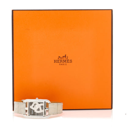 Hermes Stainless Steel Alligator Diamond Bezel 23mm Cape Cod Chaine d'Ancre Joaillier Quartz Watch Gris Perle 5 of 5