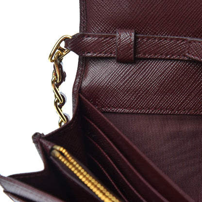 Prada Saffiano Metal Oro Chain Wallet Granato 7 of 9
