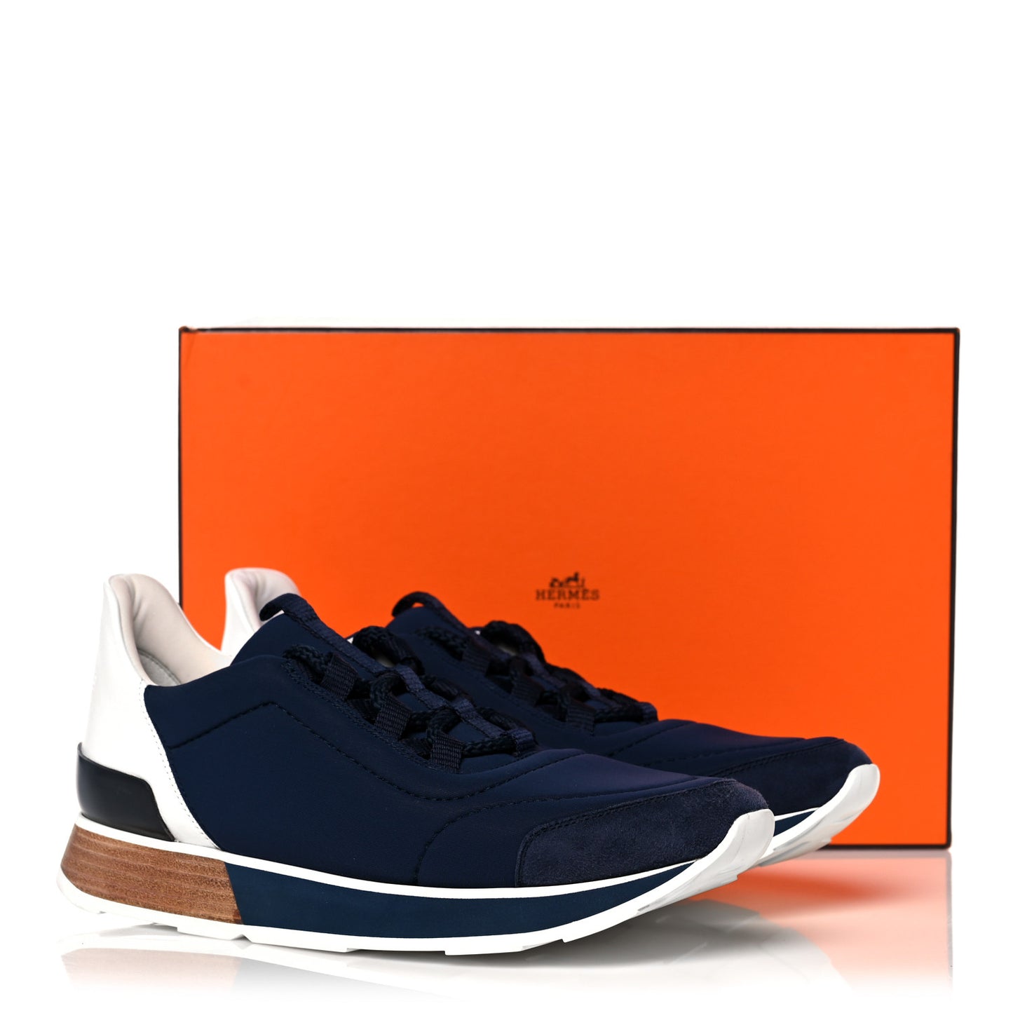 Technical Canvas Calfskin Suede Goatskin Womens Buster Sneakers 37 Marine White